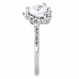 Alamode Rhodium Brass Ring with AAA Grade CZ in Clear - Alamode