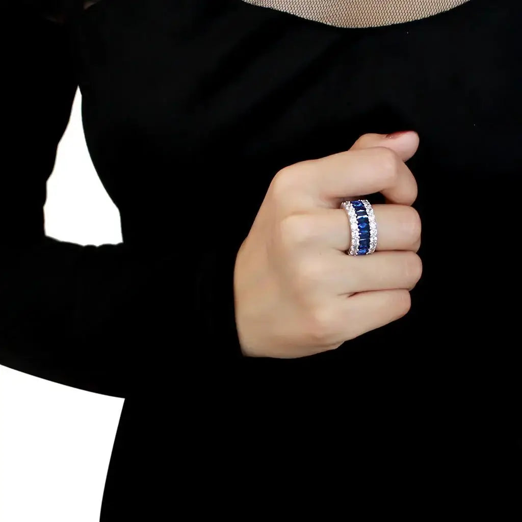 Alamode Rhodium Brass Ring with Synthetic in Montana - Alamode - Flyclothing LLC