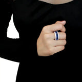 Alamode Rhodium Brass Ring with Synthetic in Montana - Alamode - Flyclothing LLC