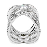 Alamode Rhodium Brass Ring with AAA Grade CZ in Clear - Alamode - Flyclothing LLC