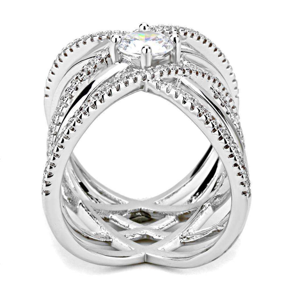 Alamode Rhodium Brass Ring with AAA Grade CZ in Clear - Alamode - Flyclothing LLC