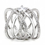 Alamode Rhodium Brass Ring with AAA Grade CZ in Clear - Alamode - Flyclothing LLC