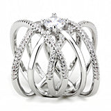 Alamode Rhodium Brass Ring with AAA Grade CZ in Clear - Alamode