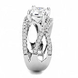 Alamode Rhodium Brass Ring with AAA Grade CZ in Clear - Alamode - Flyclothing LLC