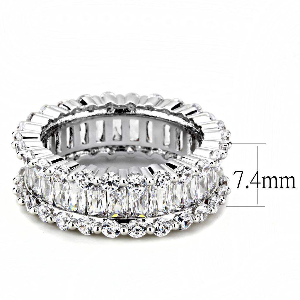 Alamode Rhodium Brass Ring with AAA Grade CZ in Clear - Alamode - Flyclothing LLC