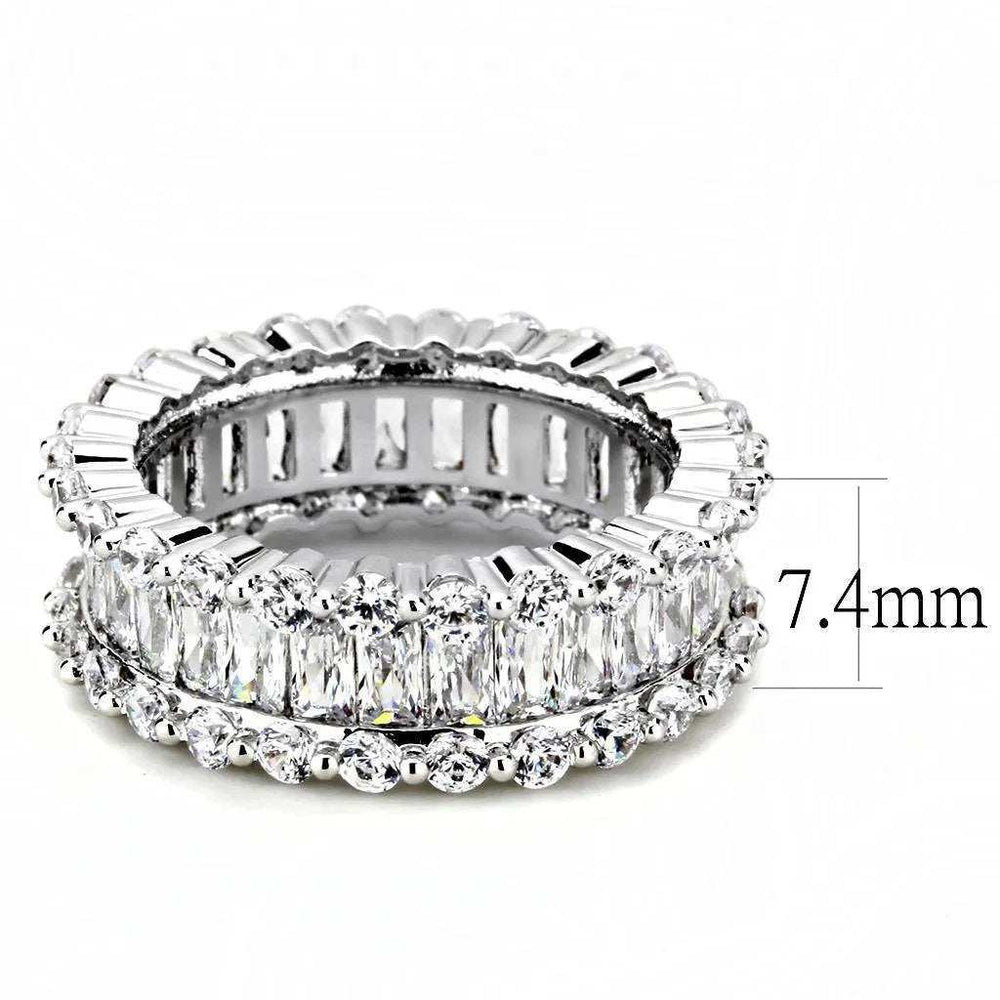 Alamode Rhodium Brass Ring with AAA Grade CZ in Clear - Alamode - Flyclothing LLC