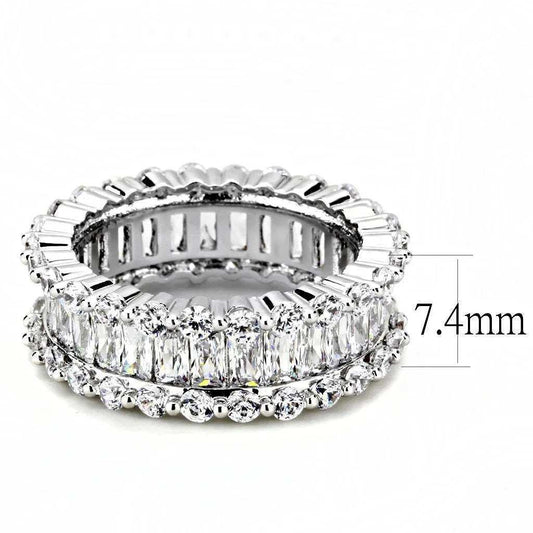 Alamode Rhodium Brass Ring with AAA Grade CZ in Clear - Alamode - Flyclothing LLC