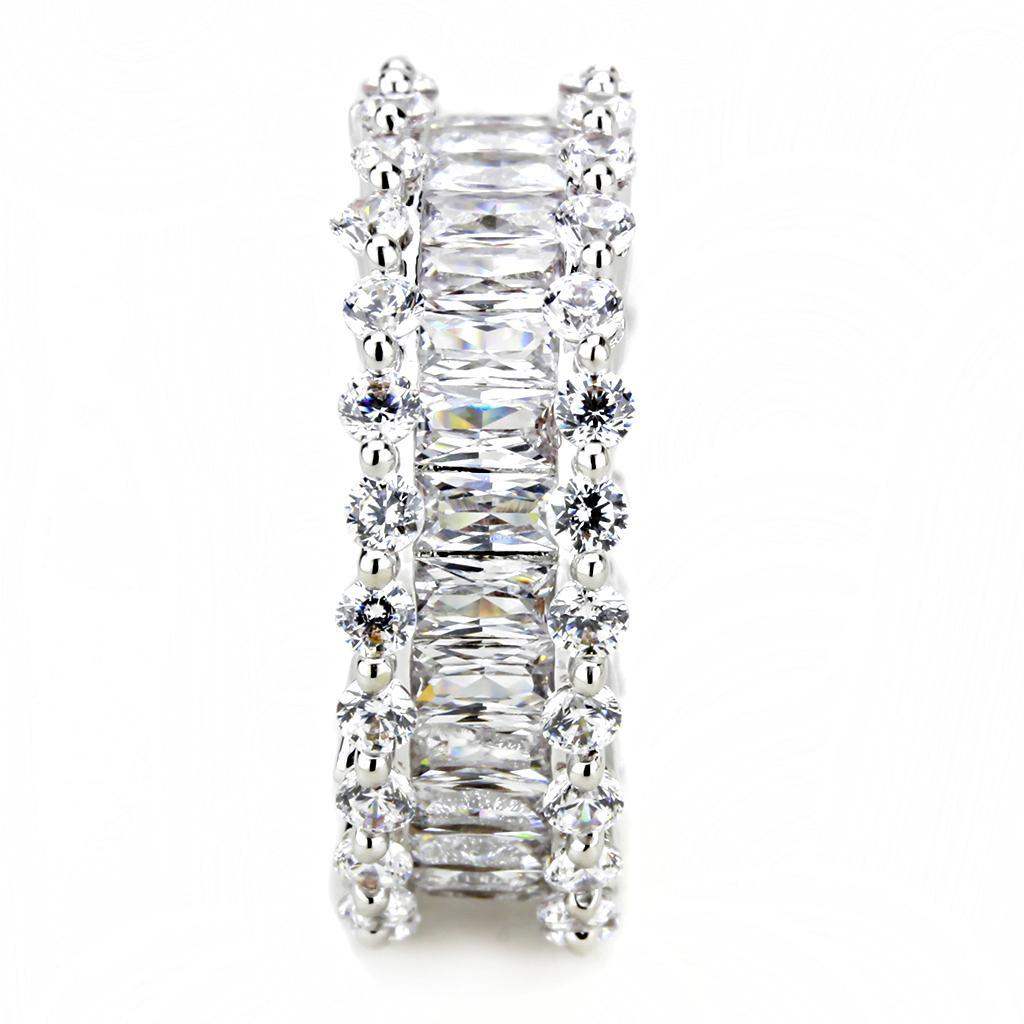 Alamode Rhodium Brass Ring with AAA Grade CZ in Clear - Alamode - Flyclothing LLC