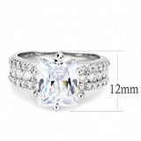 Alamode Rhodium Brass Ring with AAA Grade CZ in Clear - Alamode - Flyclothing LLC