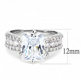 Alamode Rhodium Brass Ring with AAA Grade CZ in Clear - Alamode - Flyclothing LLC