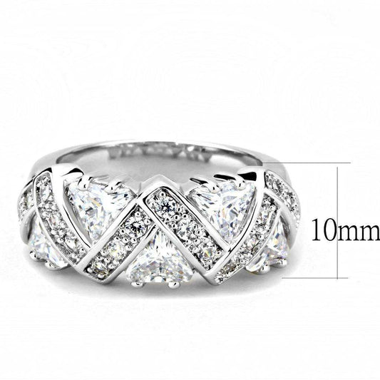 Alamode Rhodium Brass Ring with AAA Grade CZ in Clear - Alamode - Flyclothing LLC