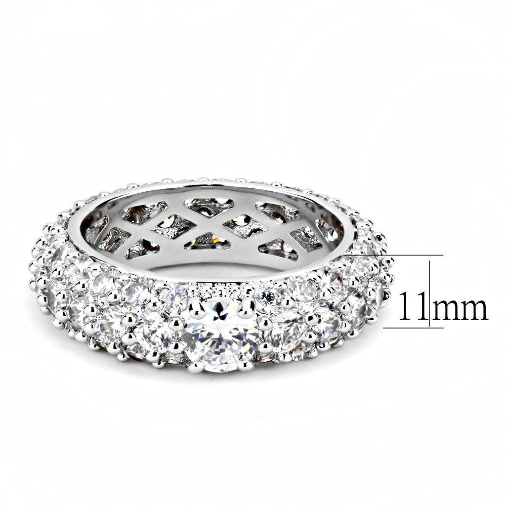 Alamode Rhodium Brass Ring with AAA Grade CZ in Clear - Alamode - Flyclothing LLC