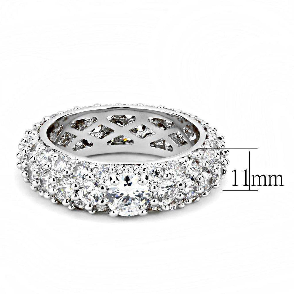 Alamode Rhodium Brass Ring with AAA Grade CZ in Clear - Alamode - Flyclothing LLC