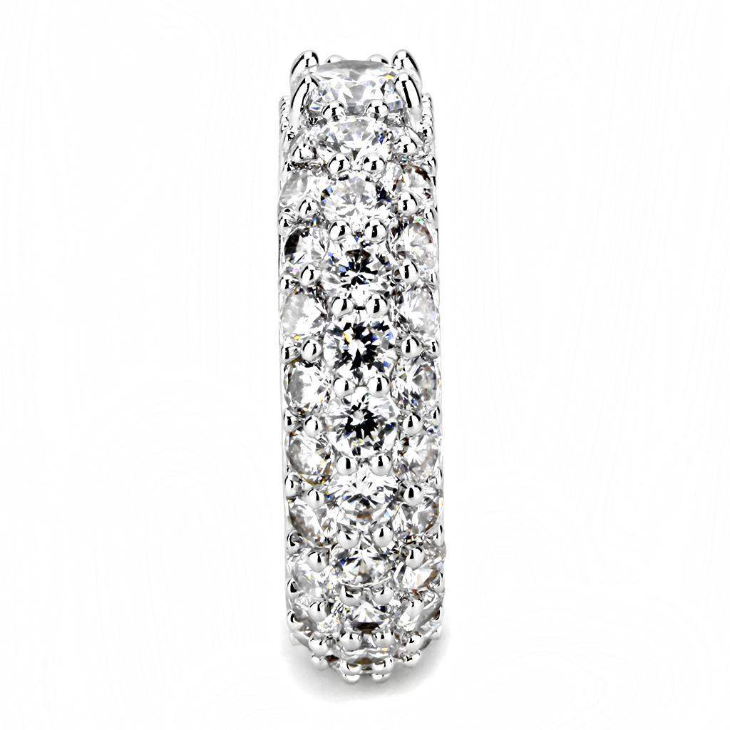 Alamode Rhodium Brass Ring with AAA Grade CZ in Clear - Alamode - Flyclothing LLC