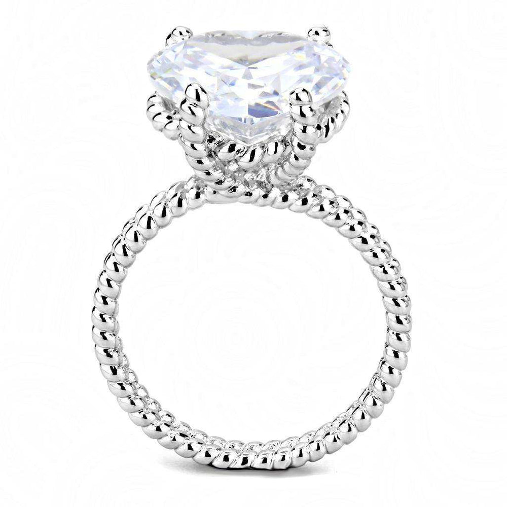 Alamode Rhodium Brass Ring with AAA Grade CZ in Clear - Alamode - Flyclothing LLC