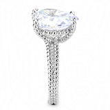 Alamode Rhodium Brass Ring with AAA Grade CZ in Clear - Alamode