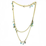 Alamode Gold Brass Necklace with Synthetic Jade in Emerald - Alamode