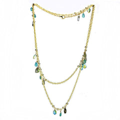Alamode Gold Brass Necklace with Synthetic Jade in Emerald - Alamode