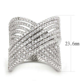 Alamode Rhodium Brass Ring with AAA Grade CZ in Clear - Alamode - Flyclothing LLC