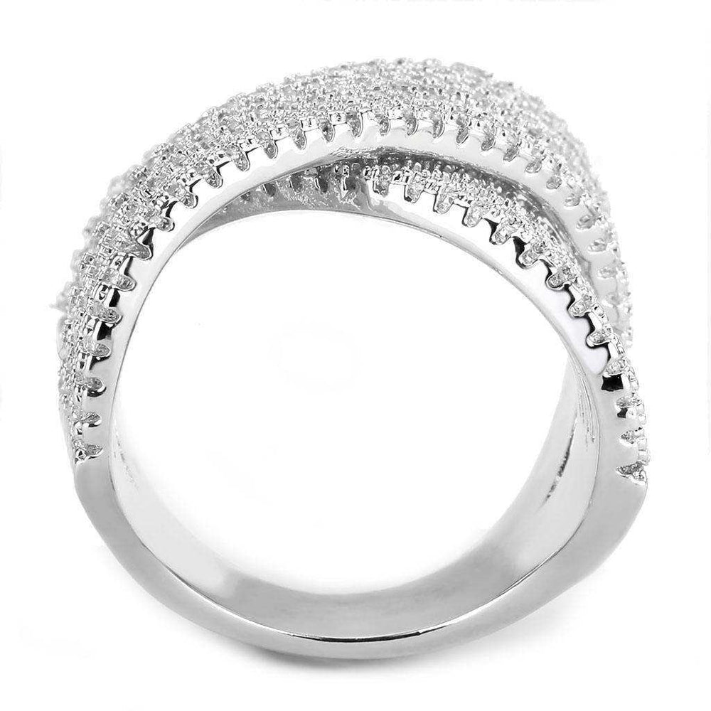 Alamode Rhodium Brass Ring with AAA Grade CZ in Clear - Alamode - Flyclothing LLC