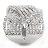 Alamode Rhodium Brass Ring with AAA Grade CZ in Clear - Alamode - Flyclothing LLC