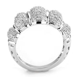 Alamode Rhodium Brass Ring with AAA Grade CZ in Clear - Alamode - Flyclothing LLC