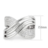 Alamode Rhodium Brass Ring with AAA Grade CZ in Clear - Alamode - Flyclothing LLC