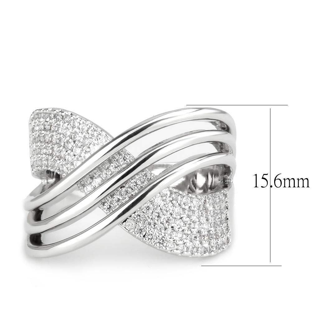Alamode Rhodium Brass Ring with AAA Grade CZ in Clear - Alamode - Flyclothing LLC