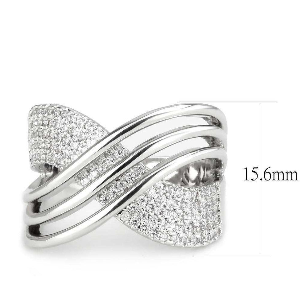 Alamode Rhodium Brass Ring with AAA Grade CZ in Clear - Alamode - Flyclothing LLC