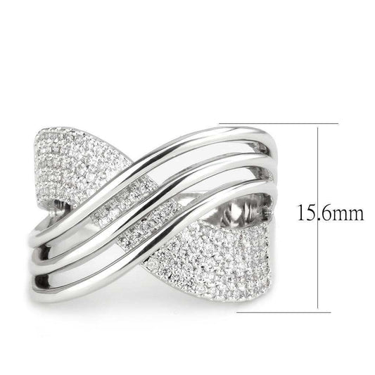 Alamode Rhodium Brass Ring with AAA Grade CZ in Clear - Alamode - Flyclothing LLC