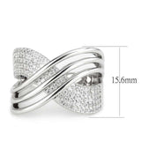 Alamode Rhodium Brass Ring with AAA Grade CZ in Clear - Alamode - Flyclothing LLC