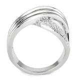 Alamode Rhodium Brass Ring with AAA Grade CZ in Clear - Alamode - Flyclothing LLC