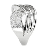 Alamode Rhodium Brass Ring with AAA Grade CZ in Clear - Alamode - Flyclothing LLC