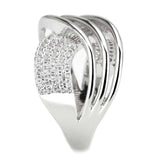 Alamode Rhodium Brass Ring with AAA Grade CZ in Clear - Alamode - Flyclothing LLC