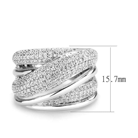 Alamode Rhodium Brass Ring with AAA Grade CZ in Clear - Alamode - Flyclothing LLC