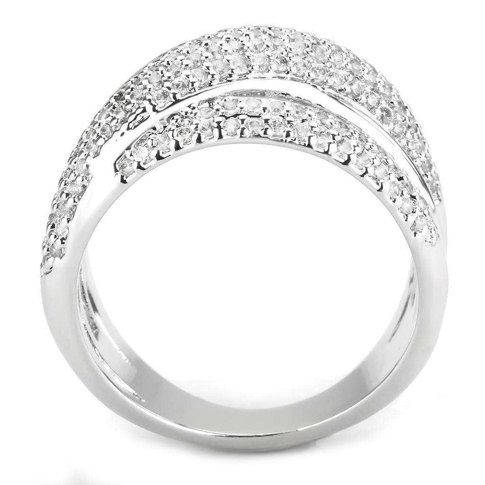 Alamode Rhodium Brass Ring with AAA Grade CZ in Clear - Alamode - Flyclothing LLC