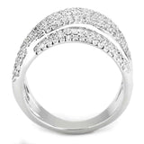 Alamode Rhodium Brass Ring with AAA Grade CZ in Clear - Alamode - Flyclothing LLC