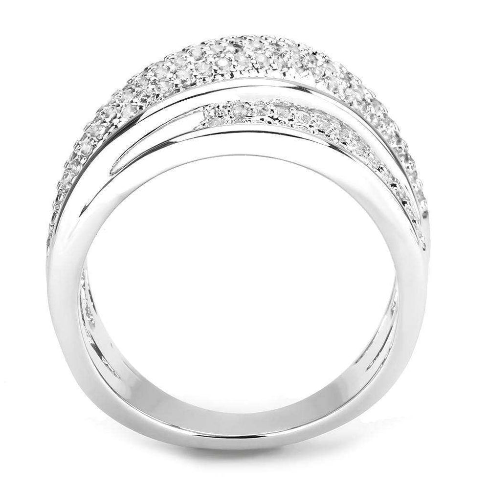 Alamode Rhodium Brass Ring with AAA Grade CZ in Clear - Alamode - Flyclothing LLC