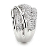 Alamode Rhodium Brass Ring with AAA Grade CZ in Clear - Alamode - Flyclothing LLC