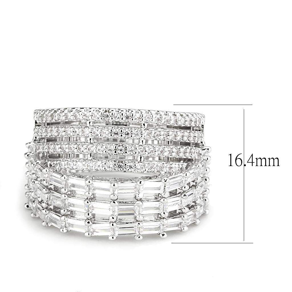 Alamode Rhodium Brass Ring with AAA Grade CZ in Clear - Alamode - Flyclothing LLC
