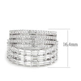 Alamode Rhodium Brass Ring with AAA Grade CZ in Clear - Alamode - Flyclothing LLC