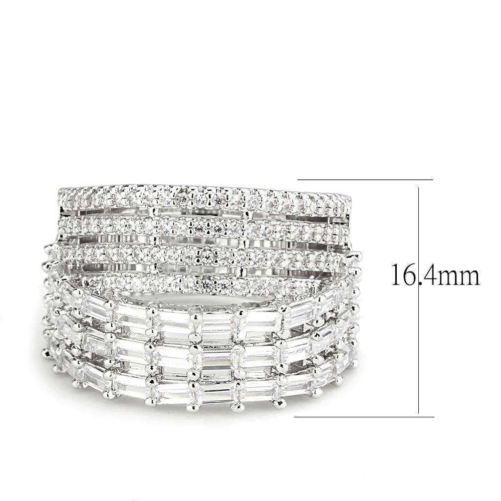 Alamode Rhodium Brass Ring with AAA Grade CZ in Clear - Alamode - Flyclothing LLC