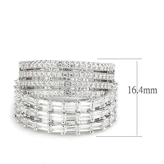 Alamode Rhodium Brass Ring with AAA Grade CZ in Clear - Alamode - Flyclothing LLC