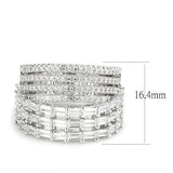 Alamode Rhodium Brass Ring with AAA Grade CZ in Clear - Alamode - Flyclothing LLC