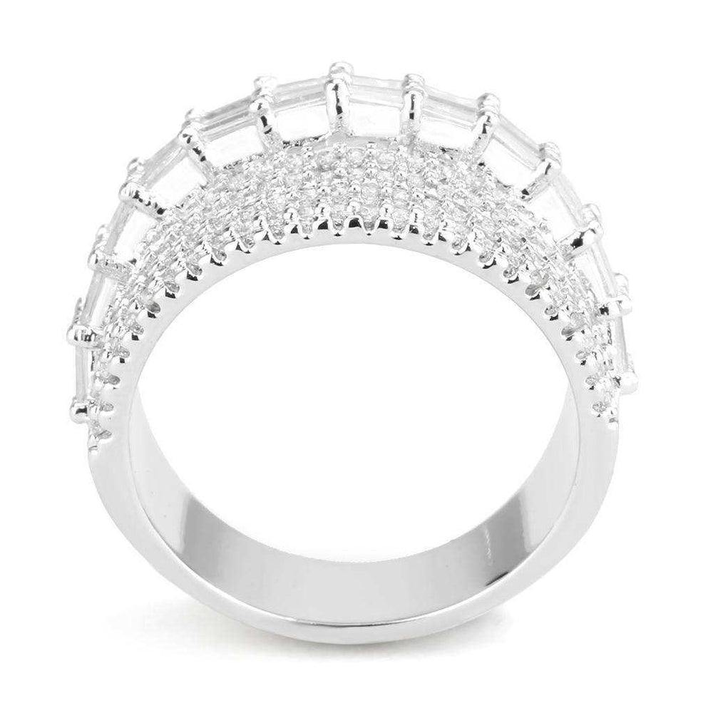 Alamode Rhodium Brass Ring with AAA Grade CZ in Clear - Alamode - Flyclothing LLC
