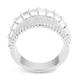 Alamode Rhodium Brass Ring with AAA Grade CZ in Clear - Alamode - Flyclothing LLC