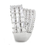 Alamode Rhodium Brass Ring with AAA Grade CZ in Clear - Alamode - Flyclothing LLC