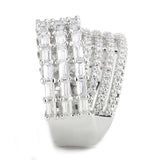 Alamode Rhodium Brass Ring with AAA Grade CZ in Clear - Alamode - Flyclothing LLC
