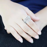 Alamode Rhodium Brass Ring with AAA Grade CZ in Clear - Alamode - Flyclothing LLC
