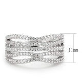 Alamode Rhodium Brass Ring with AAA Grade CZ in Clear - Alamode - Flyclothing LLC
